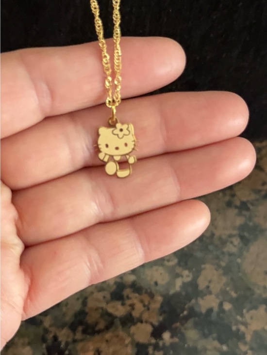Hello Kitty Jewelry - 10K solid Gold Hello Kitty Gold Tone Flower Bow Charm Necklace